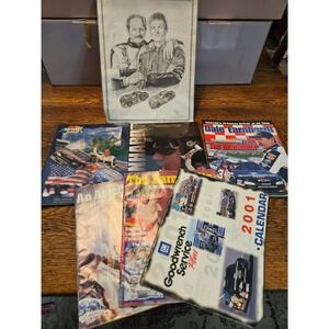 Dale Earnhardt Lot Magazines Tin Trading Cards Sketch Jr. Print